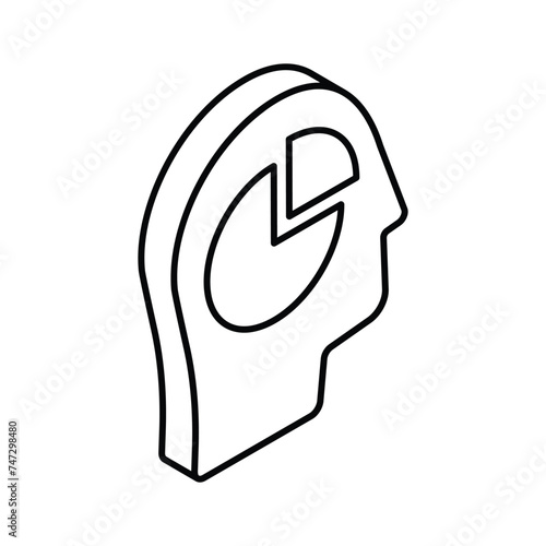 Pie chart inside human mind showing concept icon of analytical mind