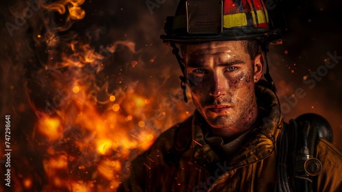 Firefighter in the fire
