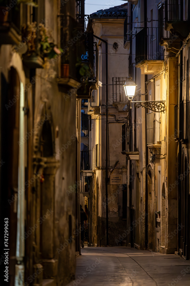 Pacentro, Italy The old streets at night of this Medieval village