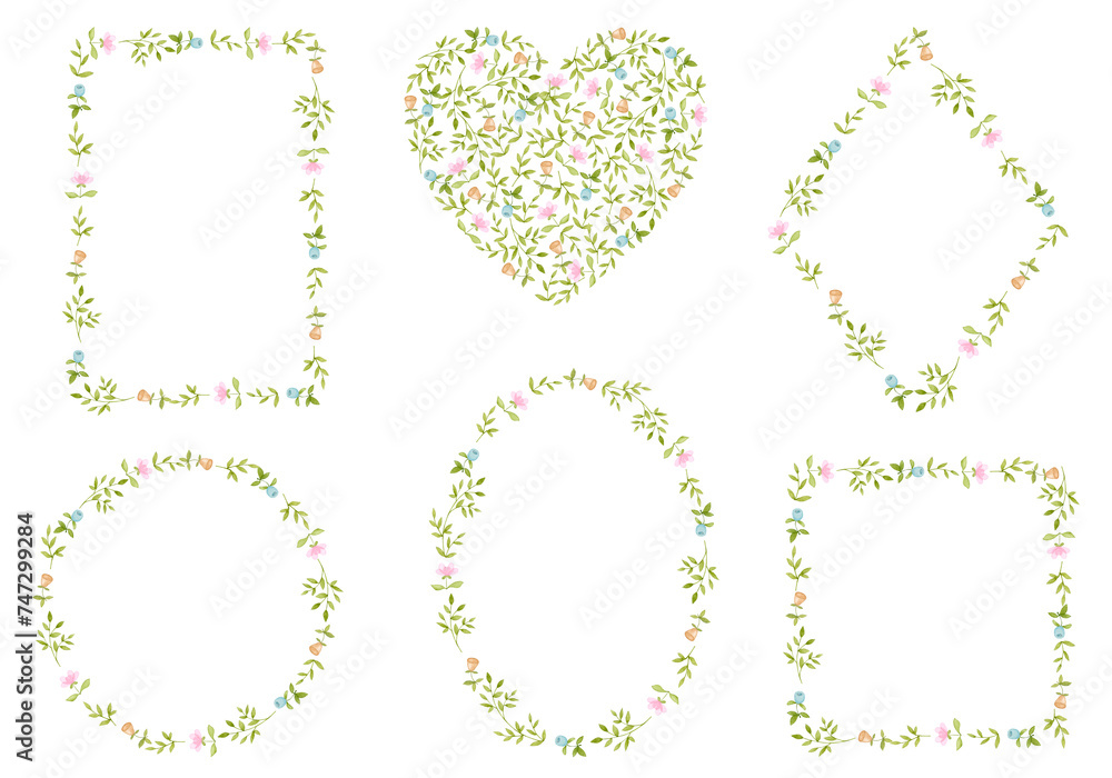 Set of floral frames and wreaths. Easter composition. Hand drawn watercolor illustration. Easter, spring, children's party, birthday, baby shower. Design for greeting cards, invitations, posters. Set of floral frames and wreaths. Easter composition. Hand drawn watercolor illustration. Easter, spring, children's party, birthday, baby shower. Design for greeting cards, invitations, posters.