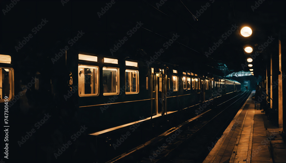 quiet night photo at a train station quiet night photo at a train station