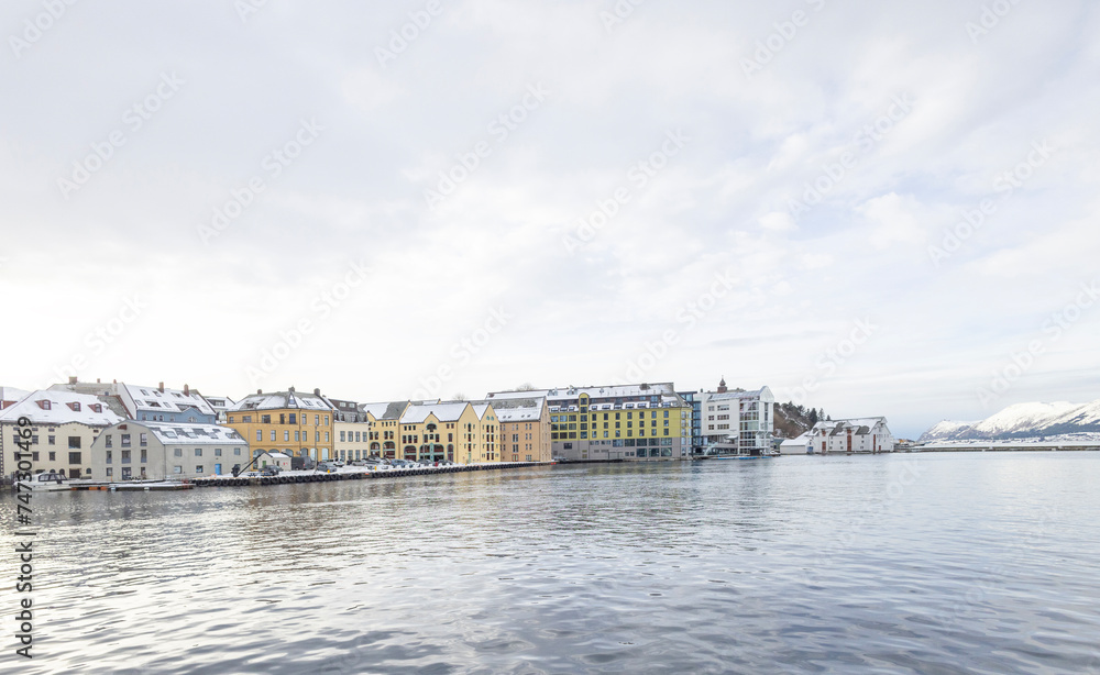 Aalesund (Ålesund) harbor on a beautiful cold winter's day. Møre and Romsdal county