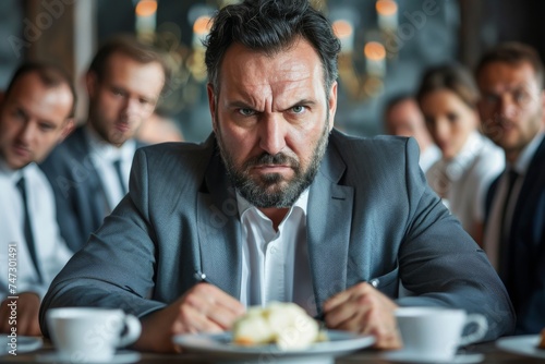 Man Sitting at Table With Plate of Food