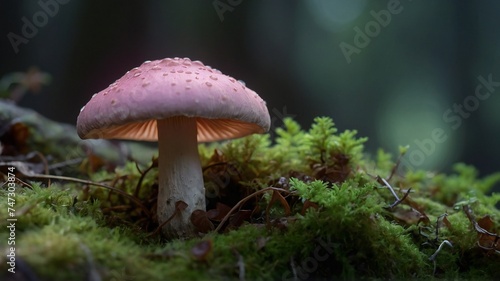 Magical View of Mushrooms in forest