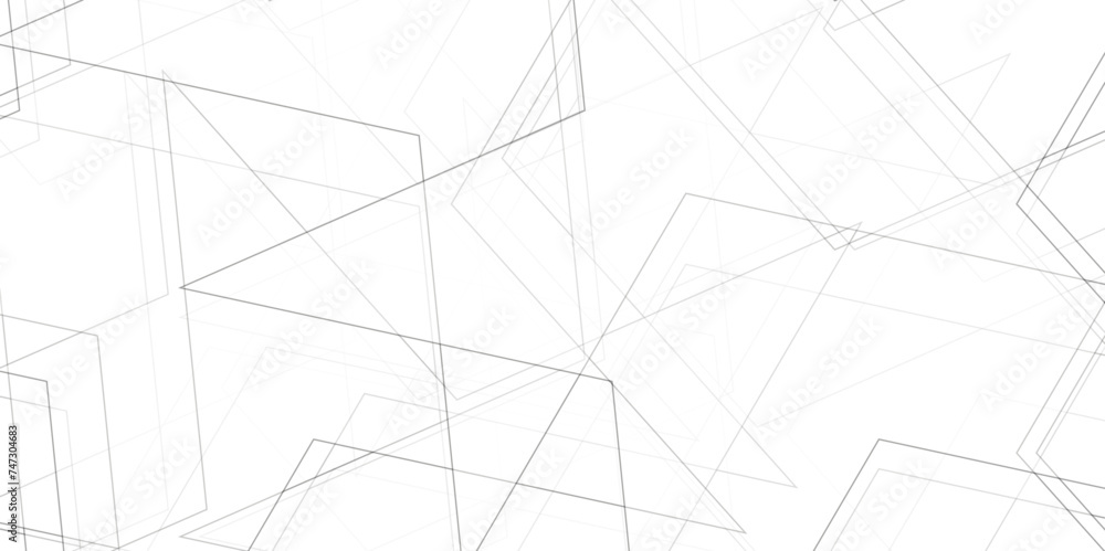Abstract background with lines. Abstract minimal geometric white and gray light background design. white paper transparent material in triangle technology and square shapes in random geometric pattern