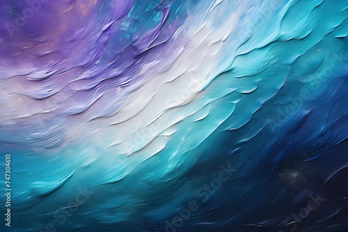 Abstract artistic background with rough strokes of dark blue, purple, white oil acrylic paint photo