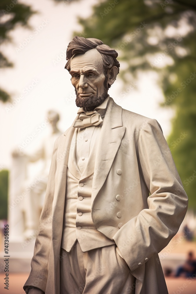 Statue of Abraham Lincoln in Washington DC, USA.