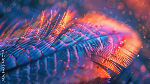 Psychedelic image of a feather, fantastic colors, inner glow © Kondor83