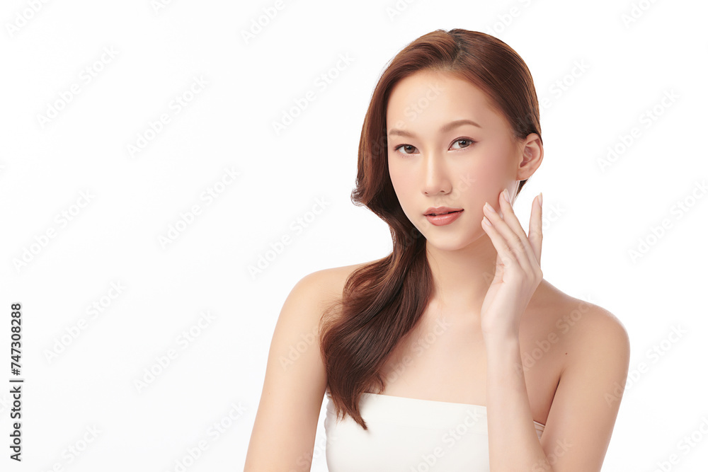 Beautiful young asian woman with clean fresh skin on white background, Face care, Facial treatment, Cosmetology, beauty and spa, Asian women portrait. Beautiful young asian woman with clean fresh skin on white background, Face care, Facial treatment, Cosmetology, beauty and spa, Asian women portrait.