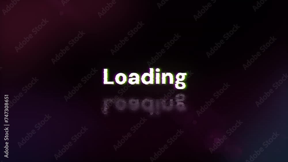 Loading text with screen effects of technological failures. Spectacular screen glitch with various kinds of interference Loading text with screen effects of technological failures. Spectacular screen glitch with various kinds of interference