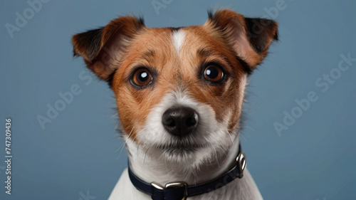 Cute Jack Russell on blue background