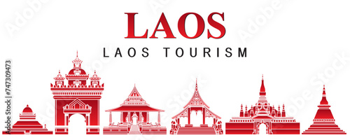 The vector of landmark in laos in south east asia for tourism
