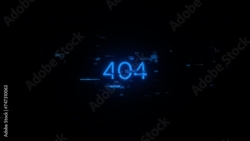 Wallpaper Mural Error 404 text with screen effects of technological failures. Spectacular screen glitch with various kinds of interference. Looped Torontodigital.ca