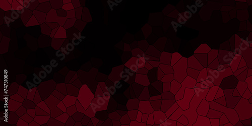 Abstract dark red and dark black broken stained glass background design with line. geometric polygonal background with different figures. low poly crystal mosaic background. geometric triangle shape. 