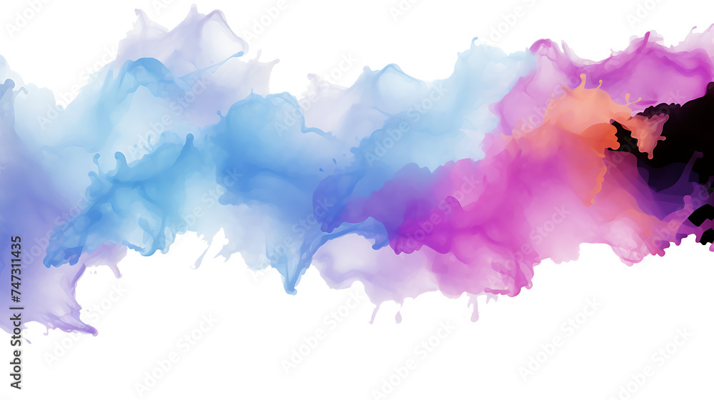 Paint stains watercolor streak on transparent background 