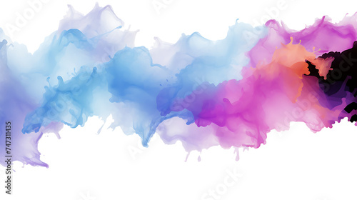 Paint stains watercolor streak on transparent background 