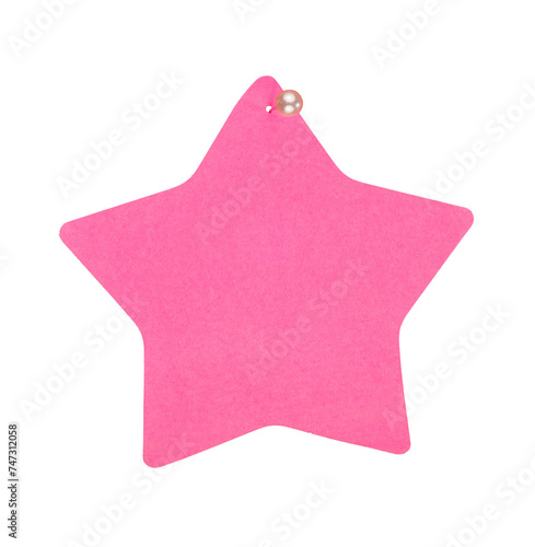 pink star note paper isolated