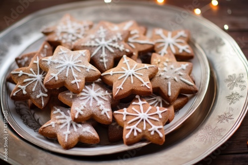 Christmas Star Cookies: Iced and Ready for the Holiday Feast. Christmas concept