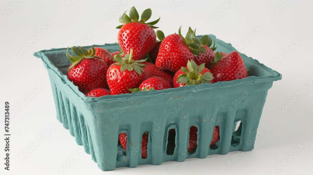 Bright red and plump a group of strawberries sit in a basket each one more enticing than the last. The natural bumps and ridges in the fruits surface hint at its natural growth Bright red and plump a group of strawberries sit in a basket each one more enticing than the last. The natural bumps and ridges in the fruits surface hint at its natural growth