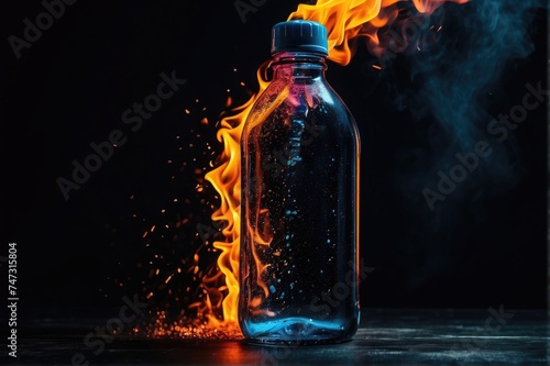 Fiery Substance in Glass Bottle