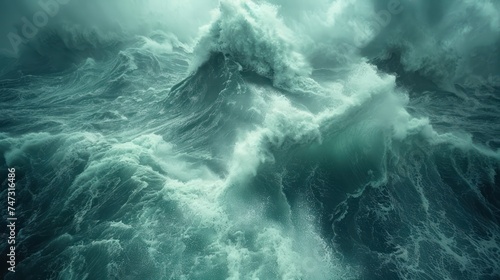 Raging Seas. Symphony of Power and Majesty. In this Dynamic Illustration, the Sea Unleashes its Ferocious Might, with Waves Crashing