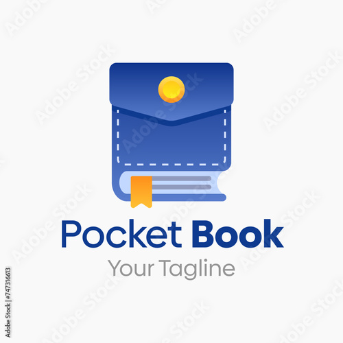 Pocket Book Logo Vector Illustration. Template Design Idea Combining Pocket and Book Shape