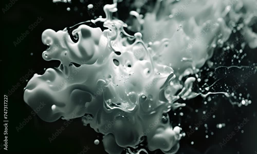 Abstract image of white droplets in liquid on a dark background. Abstract image of white droplets in liquid on a dark background.