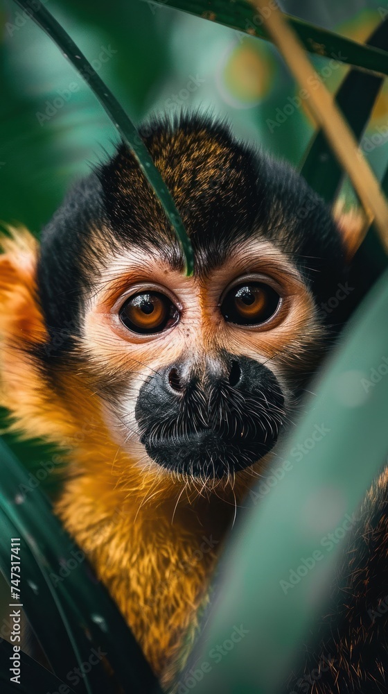 Fototapeta premium Monkey of Forest. Guardians of Madagascar's Natural Beauty. With Curious Faces and Playful Nature Captivate Hearts Worldwide