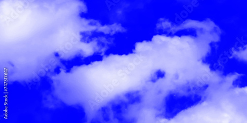 Modern and luxury blue sky with clouds isolated nature background. An unrealistically blue cloudy sky. Mystery, spirituality, universe. abstract. Idyllic summer sky,  serene beauty in nature.
