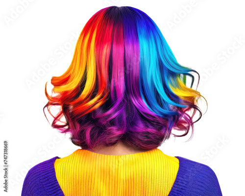 Young woman with colorful hair. Isolated on a white background.