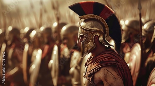 A brave Hoplite stands alone against a group of enemy soldiers undaunted by their numbers. He fights valiantly knowing that his sacrifice may be the key to victory for his