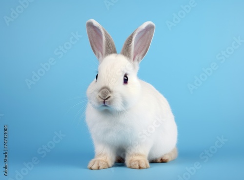 white rabbit on blue background © Darya