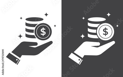 Pictograph of money in hand or saving icon vector