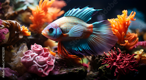 Beautiful view of a colorful fish under the sea