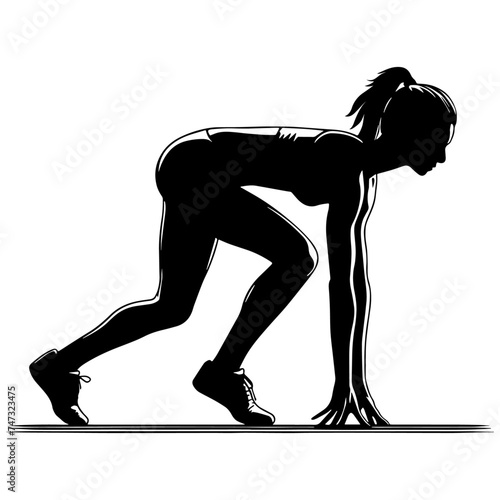 Female Runner Crouch Start Silhouette.