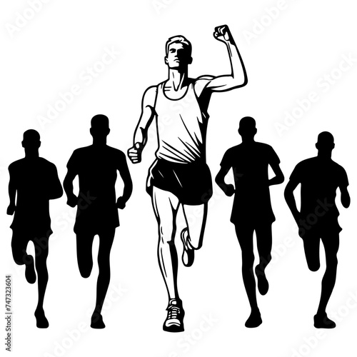 Male Athlete Winner Reach Finish.
