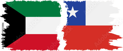 Free Download Chile and Kuwait grunge flags connection vector - GFXLoad