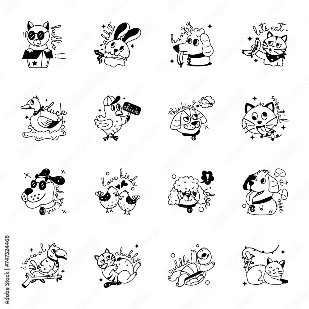Collection of Cute Pets Glyph Stickers
Collection of Cute Pets Glyph Stickers