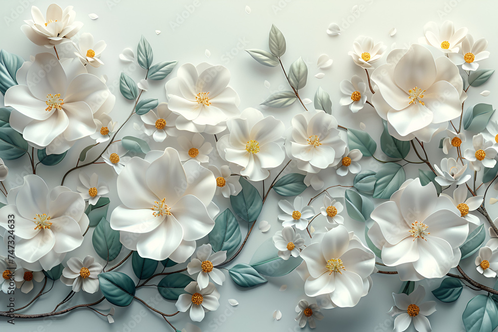 3d mural flower background wallpaper, furniture.