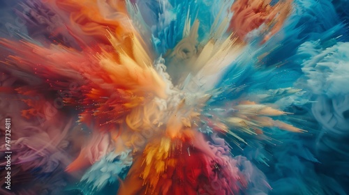 Abstract explosion of color with dynamic brush strokes