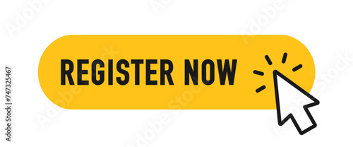 Register now tag. Registration now buttons set. Vector button for registration in services, blogs, websites. Register now chat speech message. Banner promotion. Free registration offer. Vector