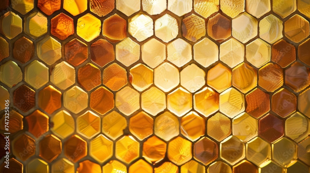 Abstract pattern of organic honeycomb shapes in shades of gold, amber, and brown. Abstract pattern of organic honeycomb shapes in shades of gold, amber, and brown.