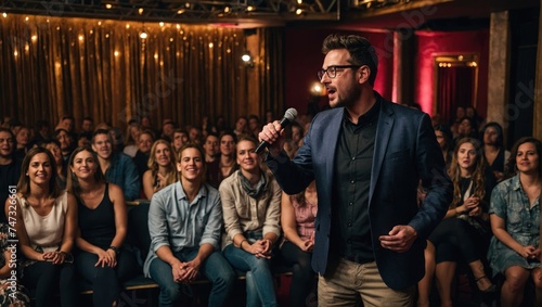 A man performs stand-up