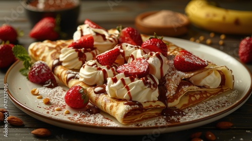 crepe with Cream, Nutella, Strawberry