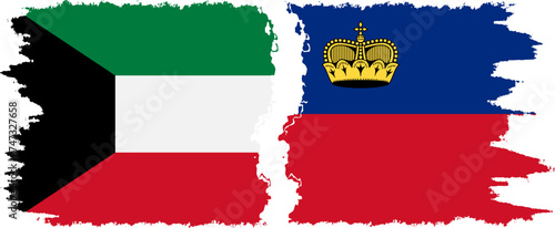 Liechtenstein and Kuwait grunge flags connection vector