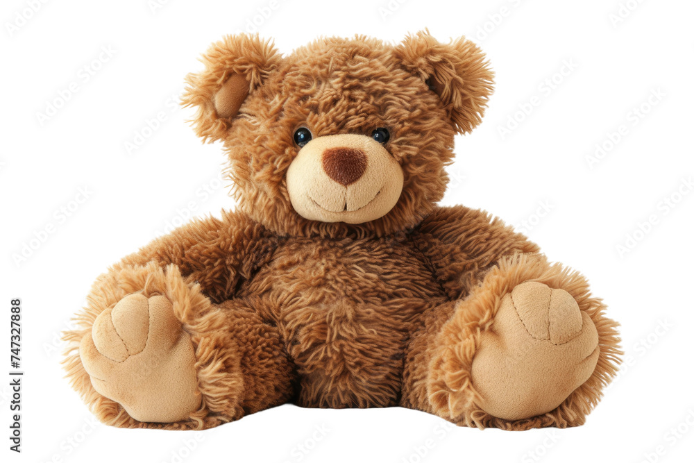 Adorable Teddy Bear Toy on Transparent Background.