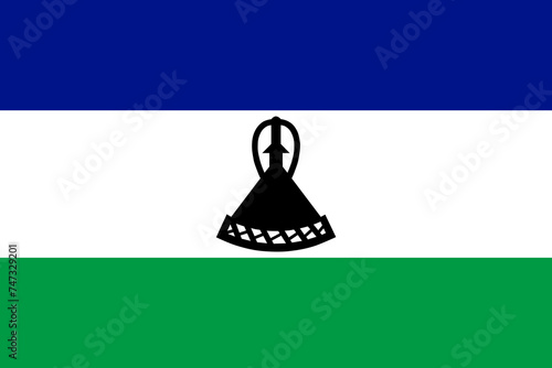 Close-up of blue, white, green and black national flag of African country of Lesotho. Illustration made February 28th, 2024, Zurich, Switzerland.