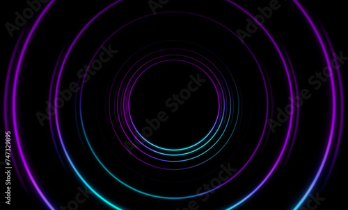 Abstract rotating colour lighting texture with black empty copy space inside.