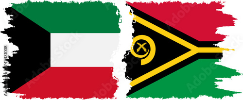 Vanuatu and Kuwait grunge flags connection vector