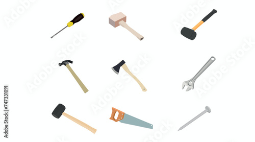 Vector Isolated Set of Tools. Icon Set isolated on a white background